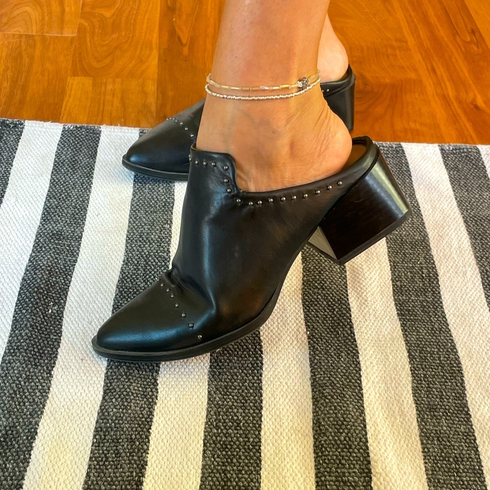 Chunky heel mules